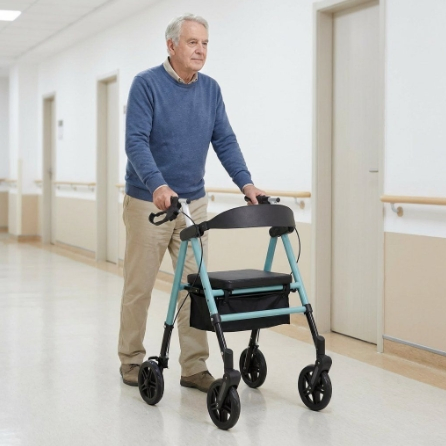 Dinglian Dl-7077D Four Wheel Rollator Walker Medical Mobility Support Equipment