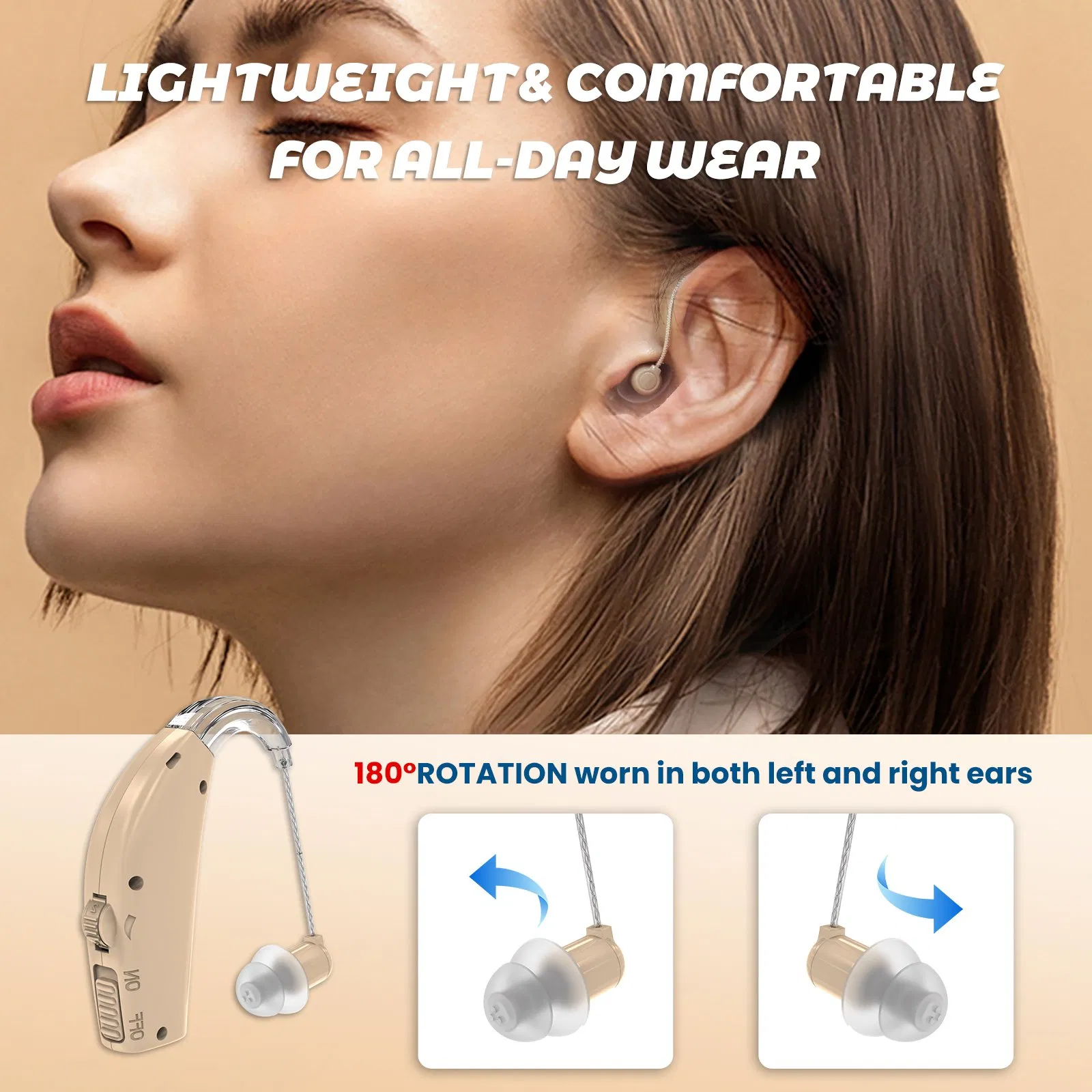 New Arrival Bte Rechargeable Hearing Aid for Mild to Moderate Hearing Loss Aids