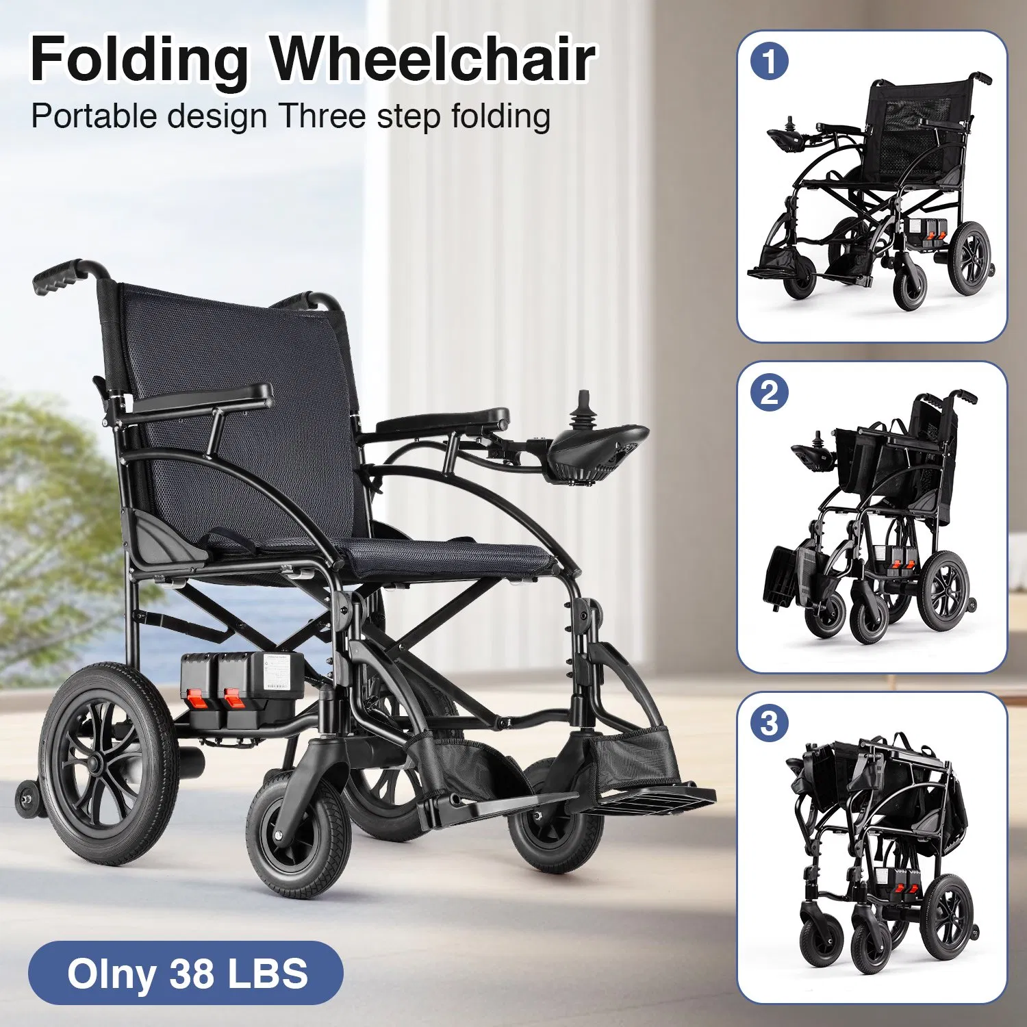 New Cheap Power Electric Wheelchair Lightweight and Foldable with Airline Approved Lithium Batteries