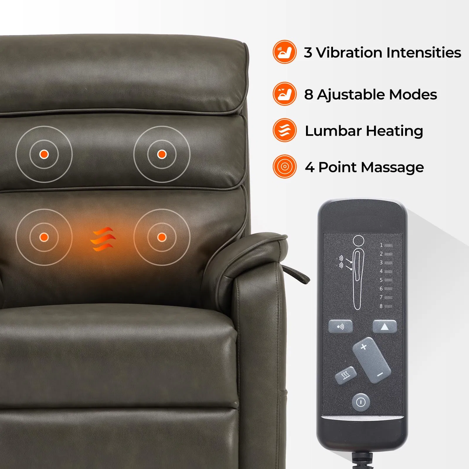 Dual Motor Power Lift Recliner with Massage and Heat Features for Seniors