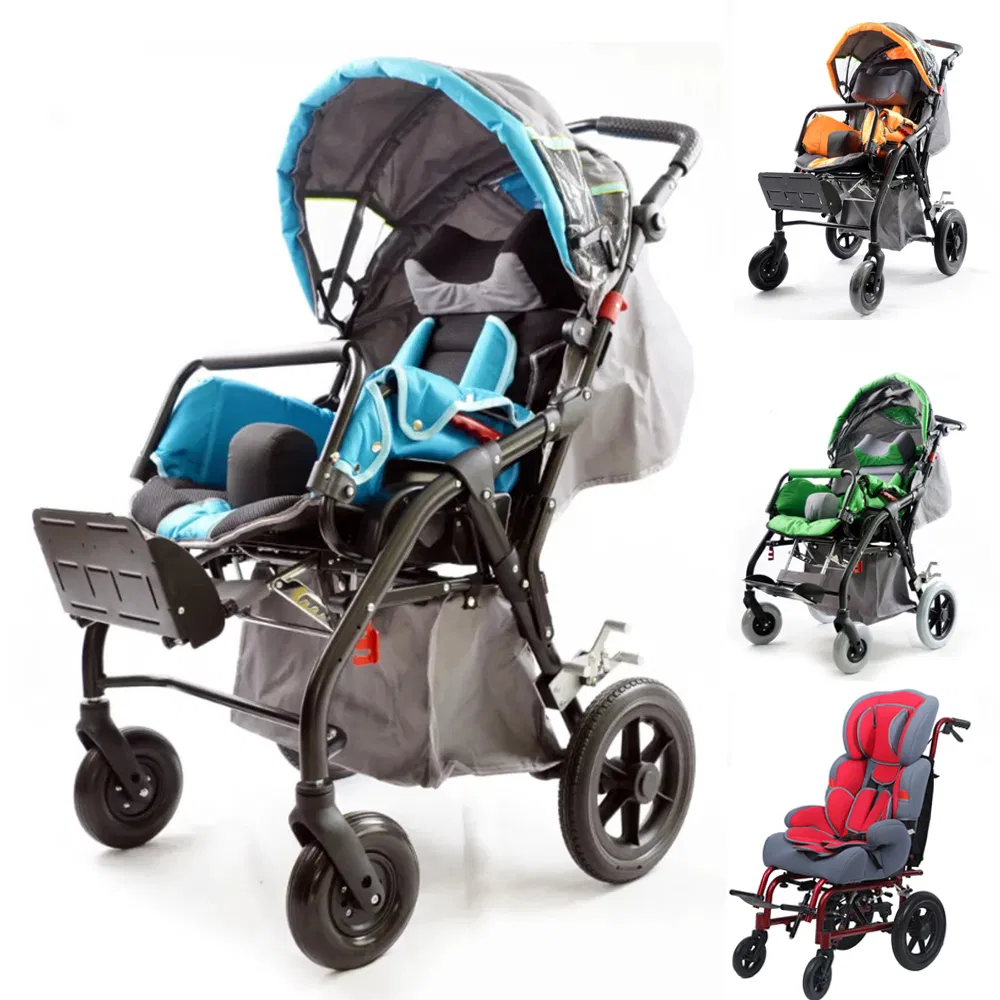 China Best Manufacturer Reclining Aluminum High Back Lightweight Folding Wheelchair for Cerebral Palsy Children Cp Kids Pediatric Baby Sillas De Ruedas