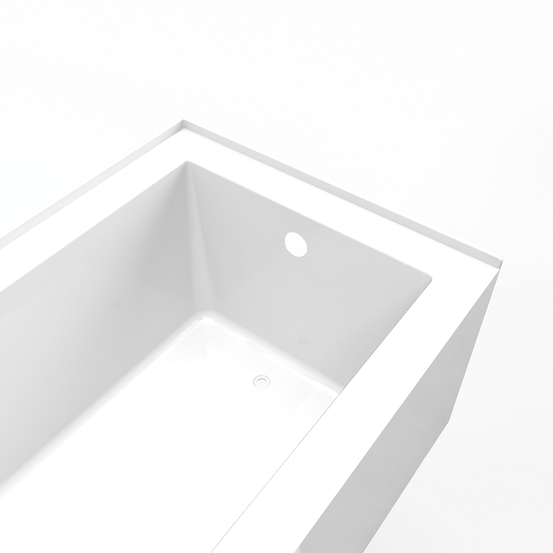 Modern Bathroom Black White Acrylic Free Standing Soaking Walk in Bathtub with Three Flanges