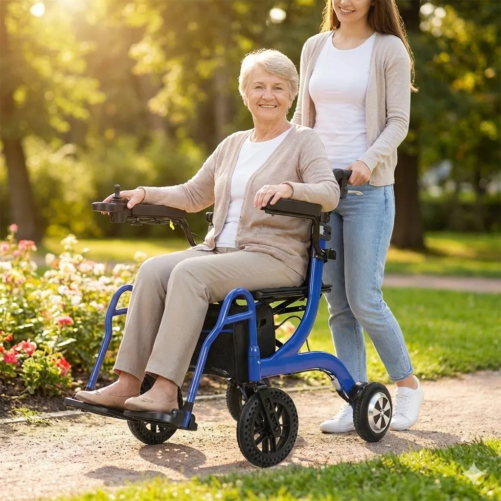 3 in 1 Electric Rollator Walker Wheelchair Powered Assist Design