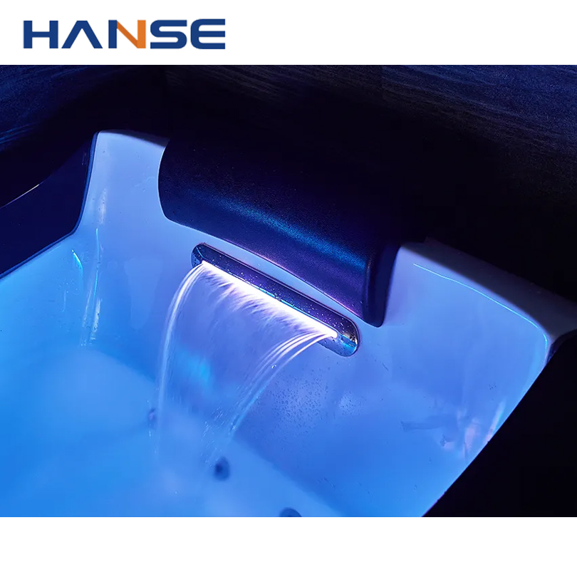 New Acrylic Walk in Glass Side Skirt Indoor Smart SPA Waterfall Massage Bathtub with Pillows