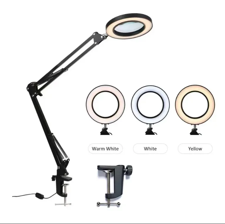 Three-Color 2in1 LED Magnifying Glass Lamp Desk Detail 3