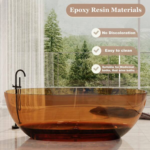 Elegant Transparent Resin Freestanding Walk in Bath Tub Hot Tub Indoor Shower SPA for Stylish Modern Condo and Townhouse Bathrooms