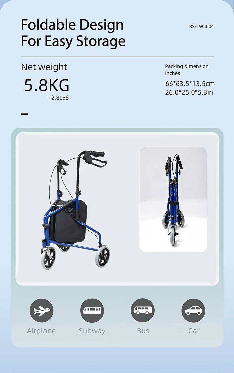 Folded rollator walker