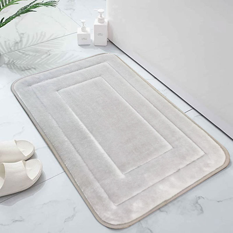 Custom Non Slip Fabric Backing Flannel Memory Foam Bath Mat Set