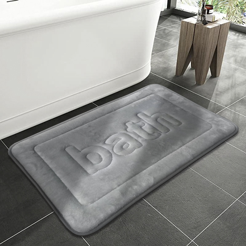Custom Non Slip Fabric Backing Flannel Memory Foam Bath Mat Set