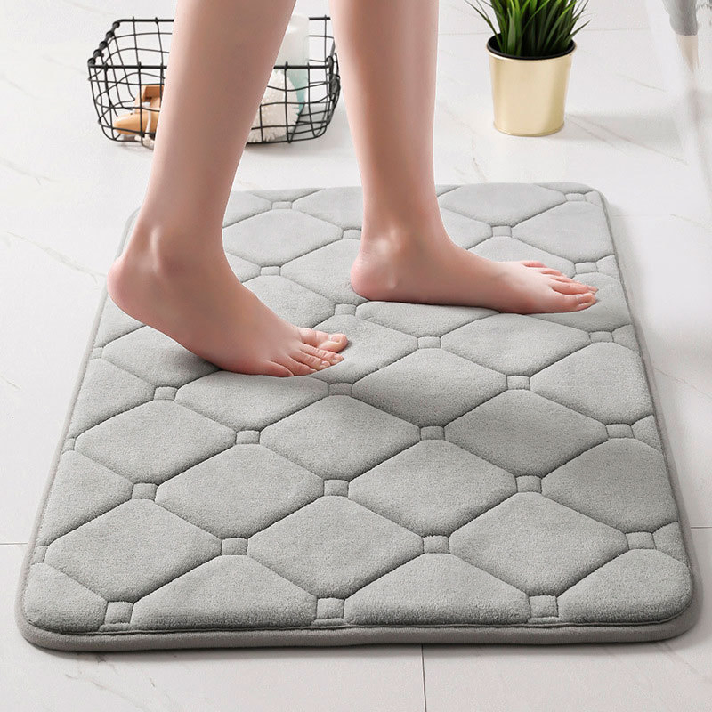 Custom Non Slip Fabric Backing Flannel Memory Foam Bath Mat Set