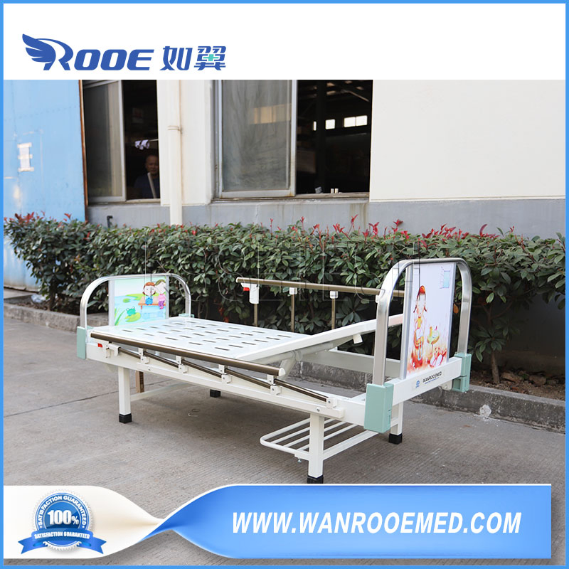 Bam100c Hospital Furniture Single Crank Pediatric Hospital Patient Bed with Utility Shoe Rack