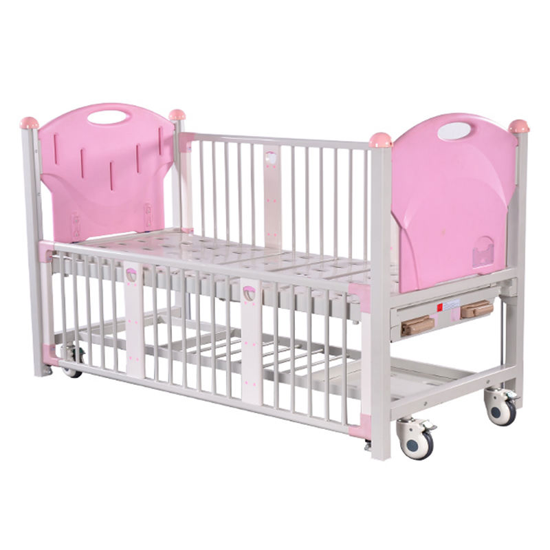 China Manufacturer High Quality Kids Youth Manual Two Function Beds Metal Clinic Medical Kids Children Pediatric Hospital Bed