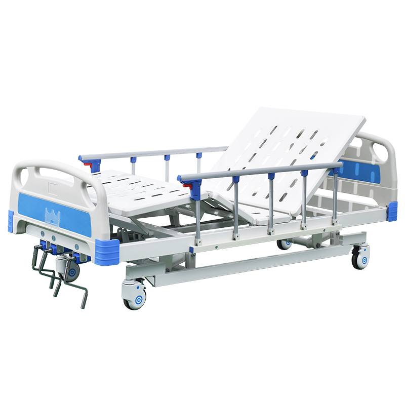 Multi-Function Adjustable 3 Crank Manual Hospital Bed - Steel Frame for Patient Care