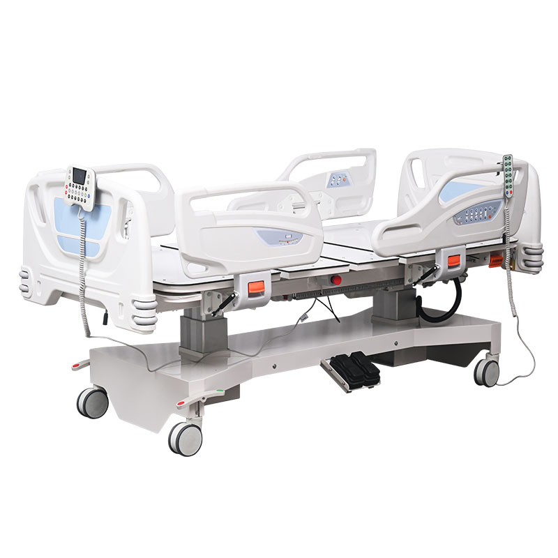 Durable [Ki-C01] Electric Seven Functions High-End Adjustable Hospital Bed on Wheels for ICU, Nursing Homes, Clinics and Hospital Patient Care