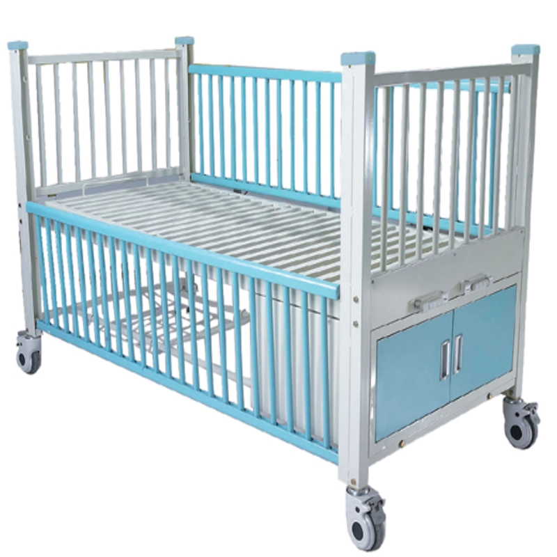 Double Cranks Multifunction Babies Medical Crib Stainless Steel Kids Hospital Bed Manual Child Pediatric Bed