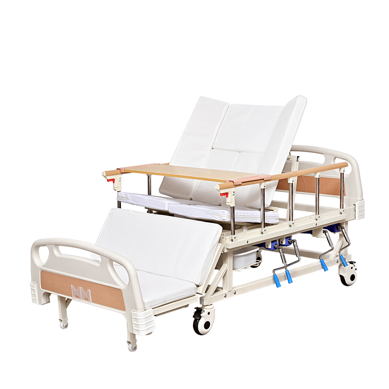 Space Saving Manual Folding Nursing Bed for Home Care with Transport Wheels