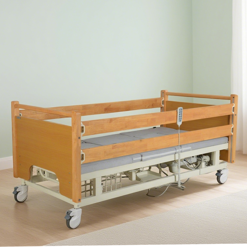 3-Function Wooden Nursing Bed Adjustable Backrest Seat Home Care or Hospital Use