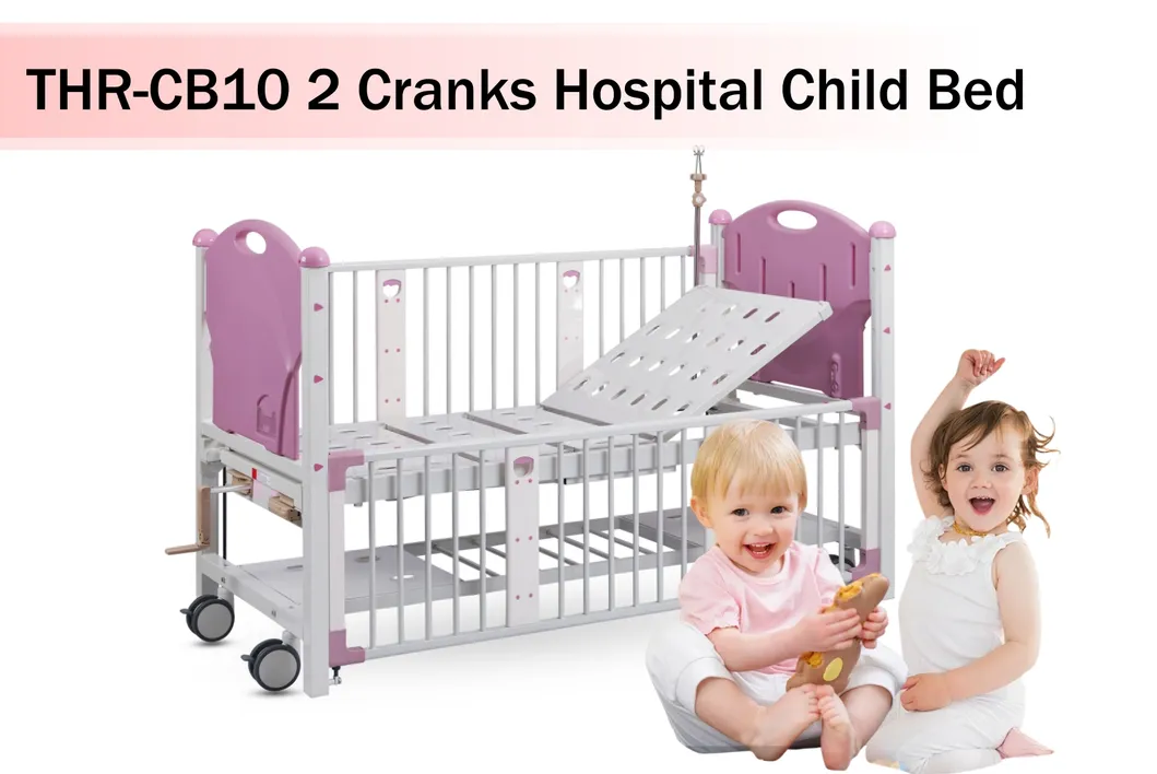 Double Cranks Adjustable Manual Hospital Children Pediatric Bed