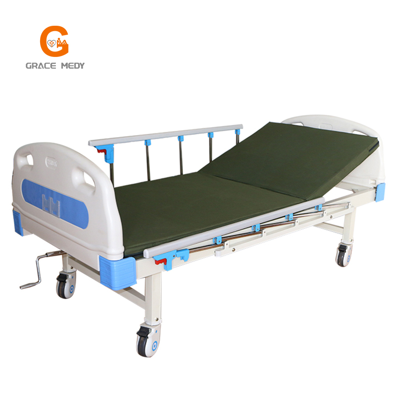 Hospital Medical Surgical One Function Adjustable Manual ICU Patient Nursing Care Bed