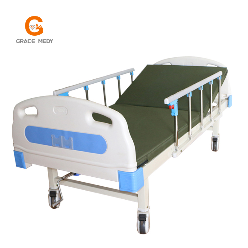 Hospital Medical Surgical One Function Adjustable Manual ICU Patient Nursing Care Bed