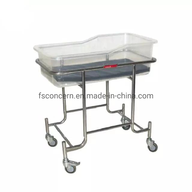 Movable Stainless Steel Adjustable Manual Children Nursing Hospital Pediatric Bed