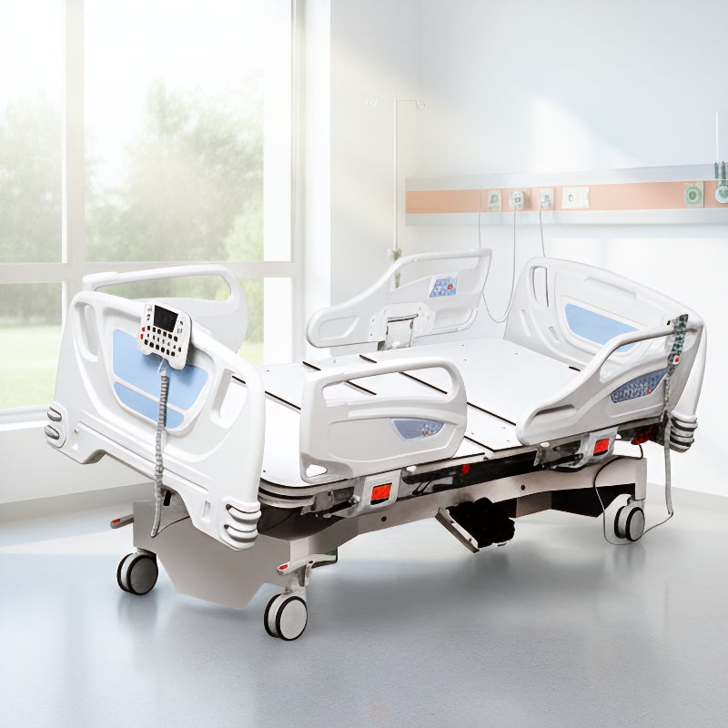 Durable [Ki-C01] Electric Seven Functions High-End Adjustable Hospital Bed on Wheels for ICU, Nursing Homes, Clinics and Hospital Patient Care