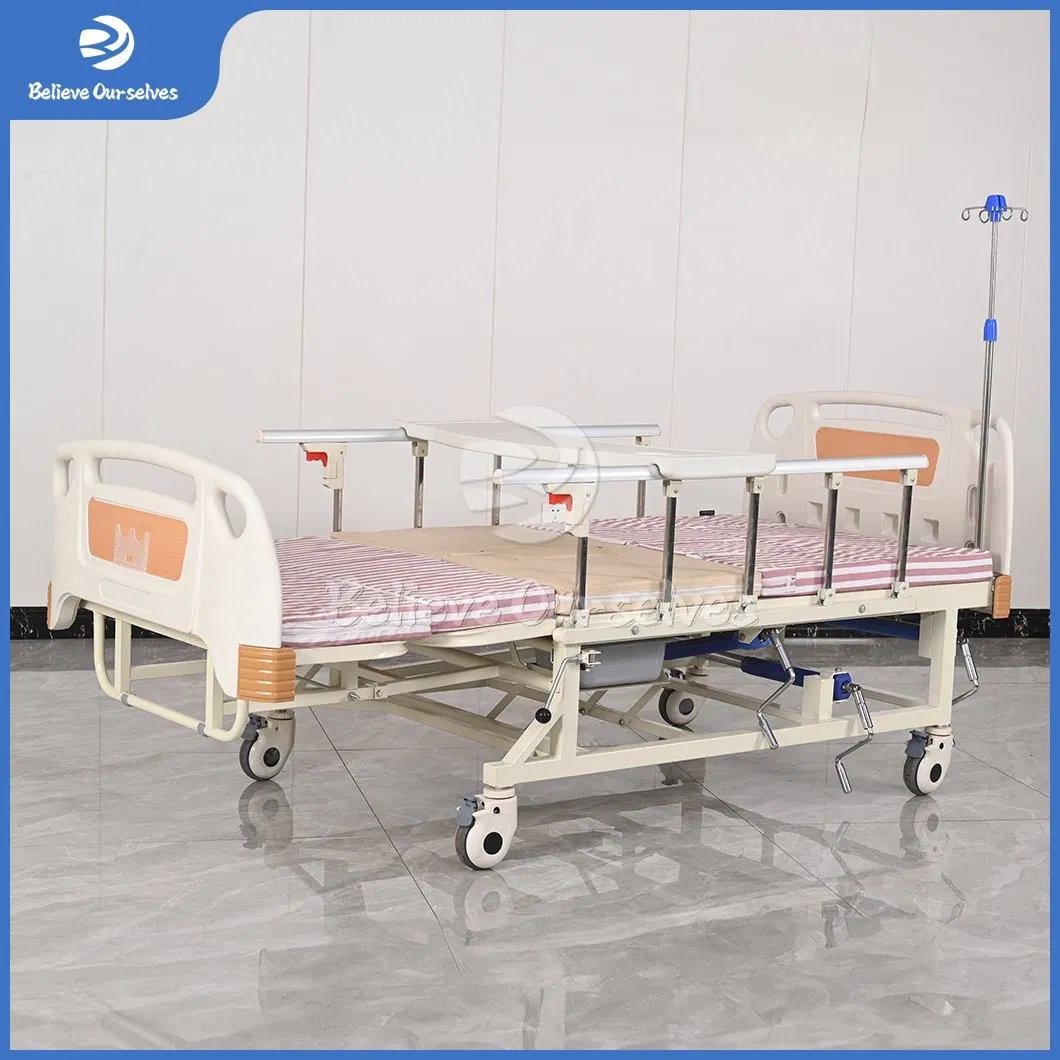 C07-1 Medical Bed Home Nursing Bed Height Adjustbale Foldable Manual Patient Nursing Care Hospital Bed