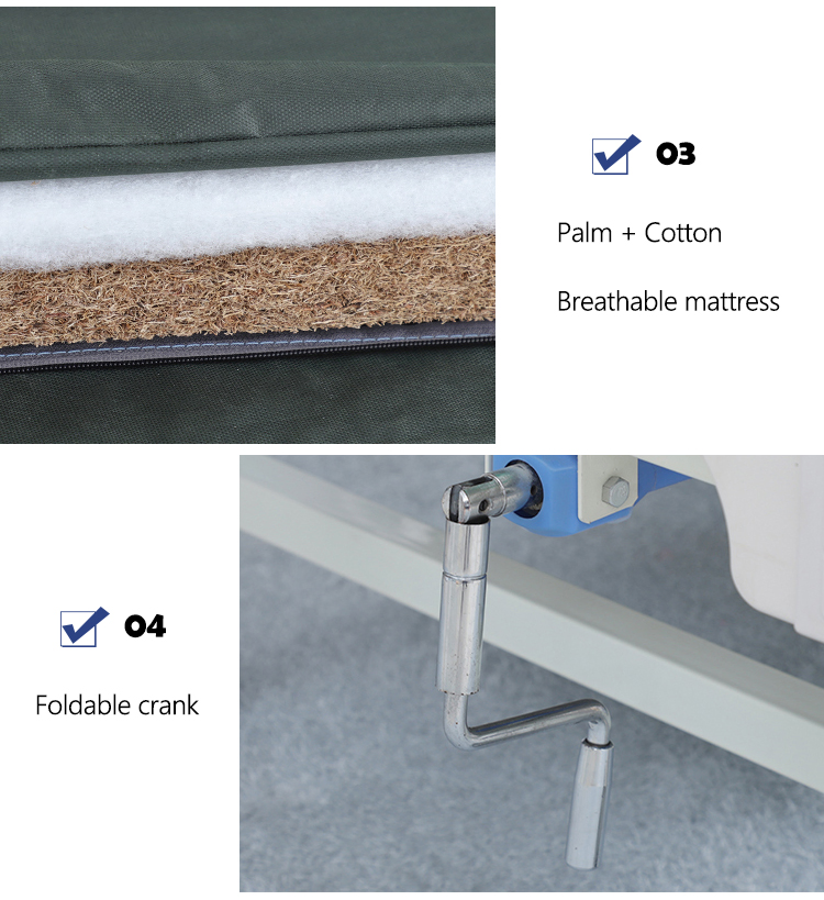 Good Price Hospital Furniture Manufacturers One Crank Manual Hospital Medical Smart Bed of Sick