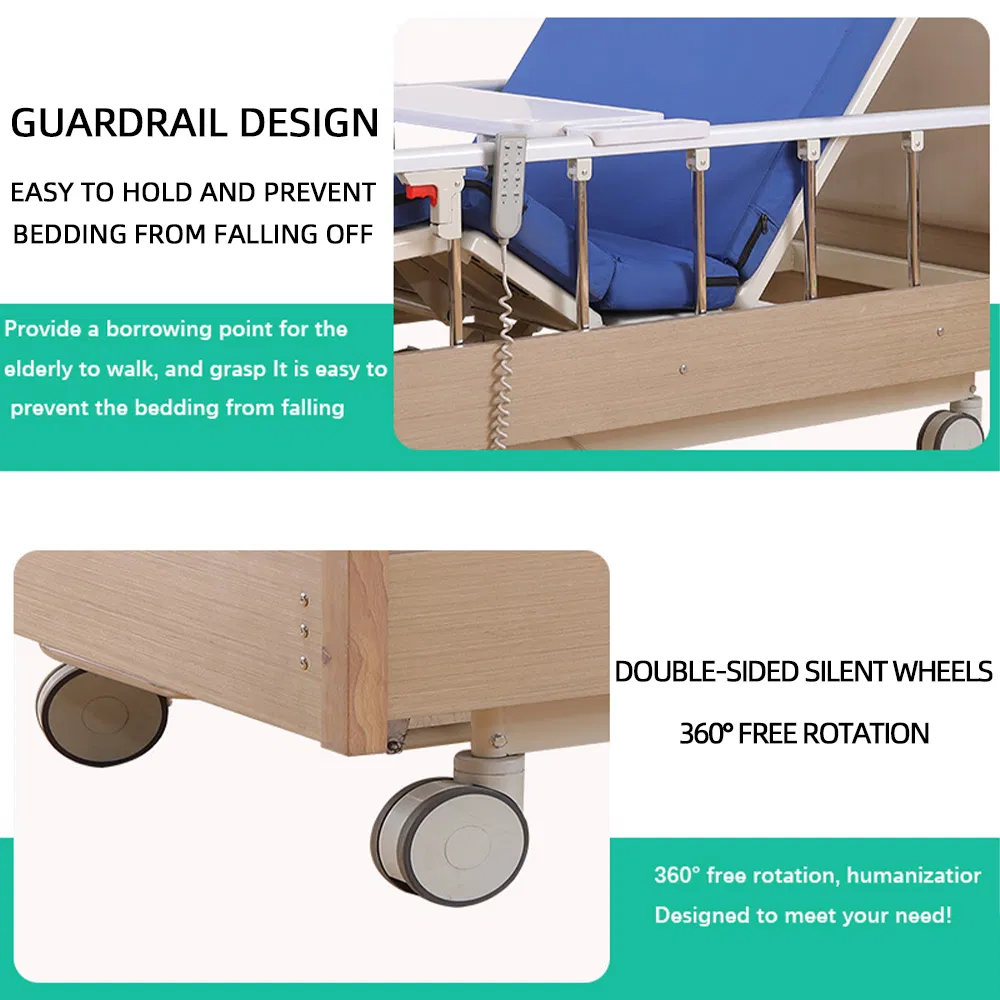 New Wooden Double Shake Medical Adjustable Beds Nursing Home Beds Elderly Hospital Home Care Nursing Medical Bed