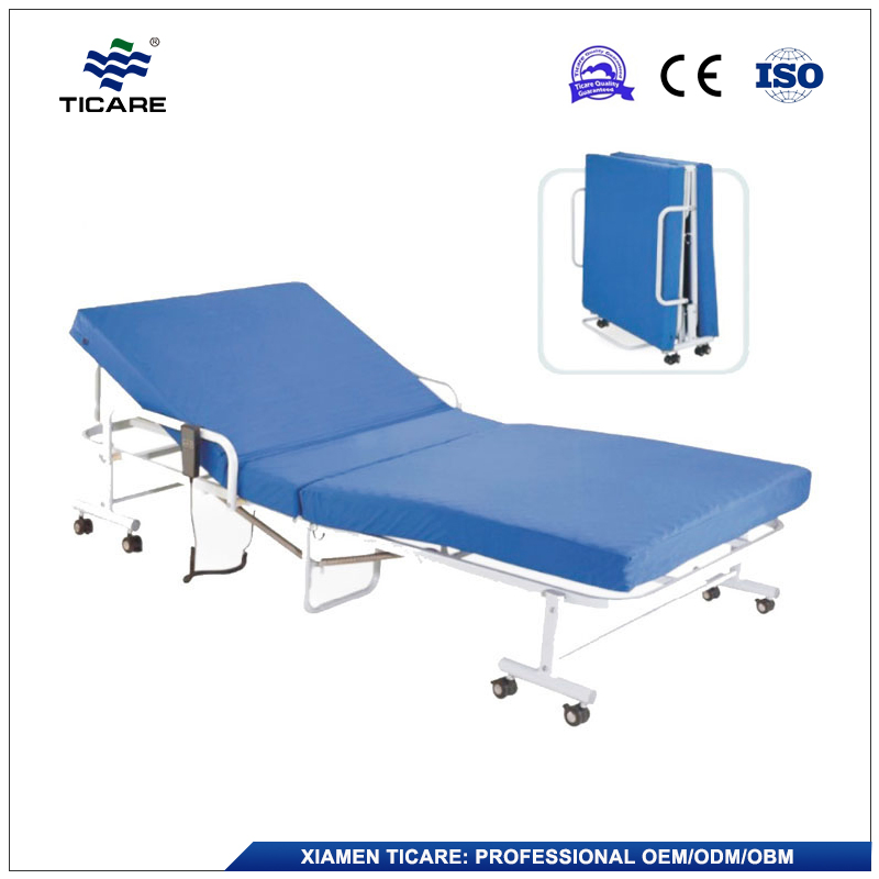 Foldable Steel Frame Two Functions Electric Hospital Bed with Fixed Guardrail