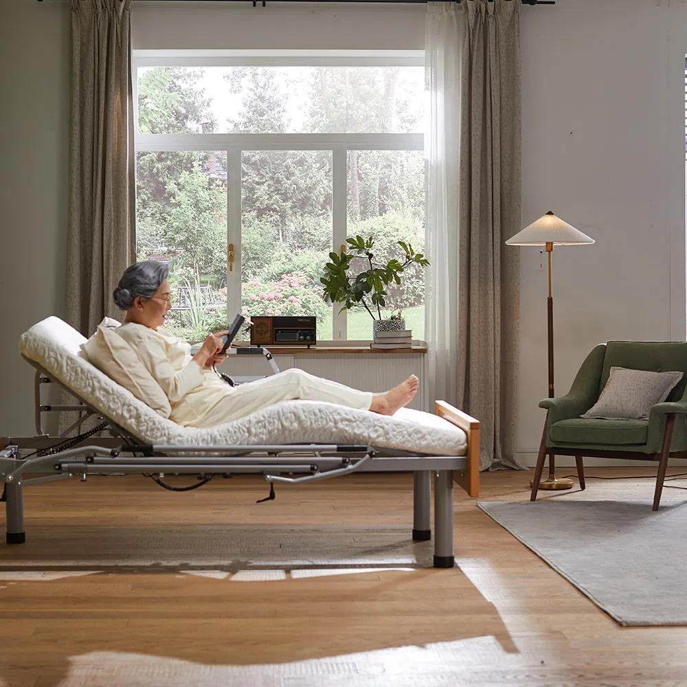 Premium Adjustable Wooden Electric Bed for Home Care Comfort