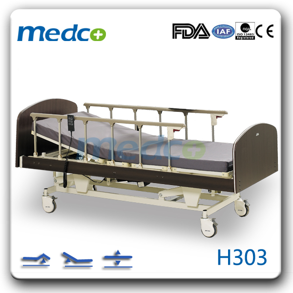 Hospital Furniture Folding Electrc Wooden Nursing Home Care Bed with Mattress