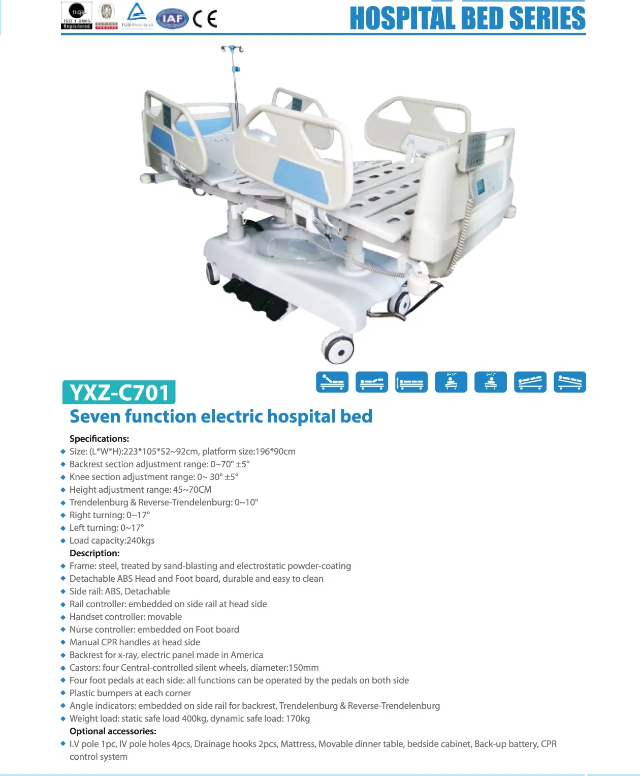 Electric Nursing Bed (16 functions) Care Bed