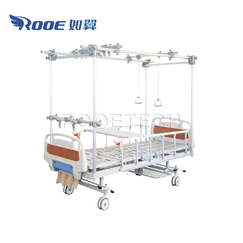 Bam304G Hospital Power Steel Patient Furniture Manual 3 Crank Orthopedic Traction Nursing Bed