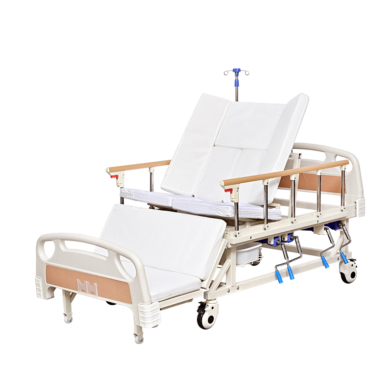 Space Saving Manual Folding Nursing Bed for Home Care with Transport Wheels
