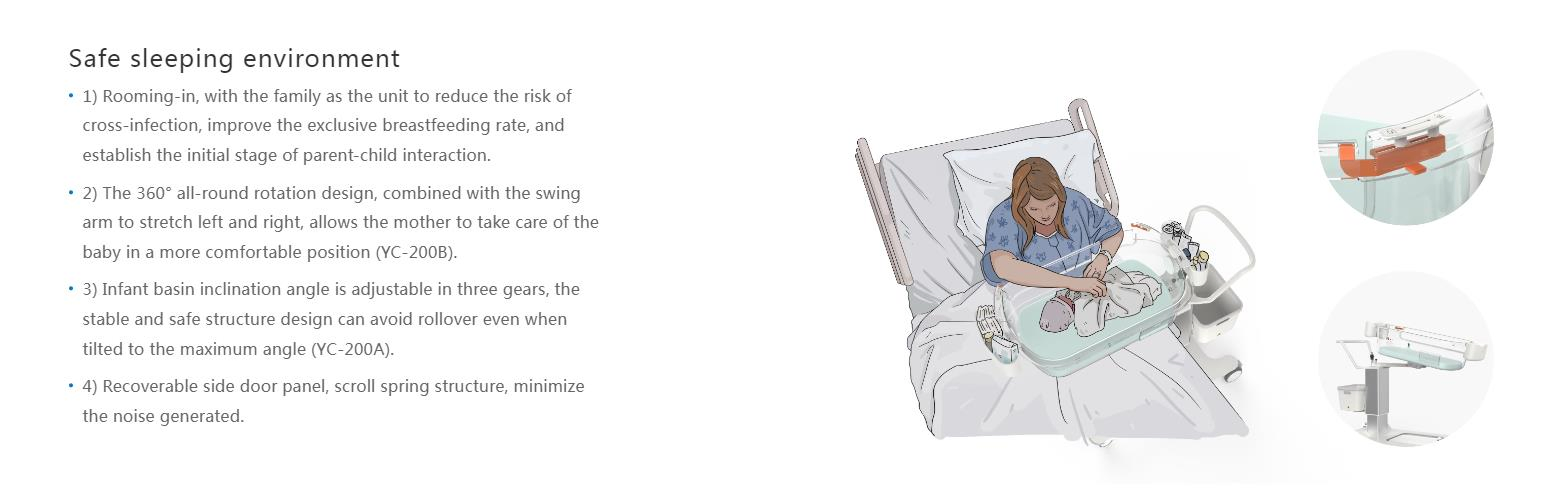 DAVID YC-200A Infant Hospital Crib Metal Babies Clinic Medical Bed Kids Children Pediatric Bed with Casters