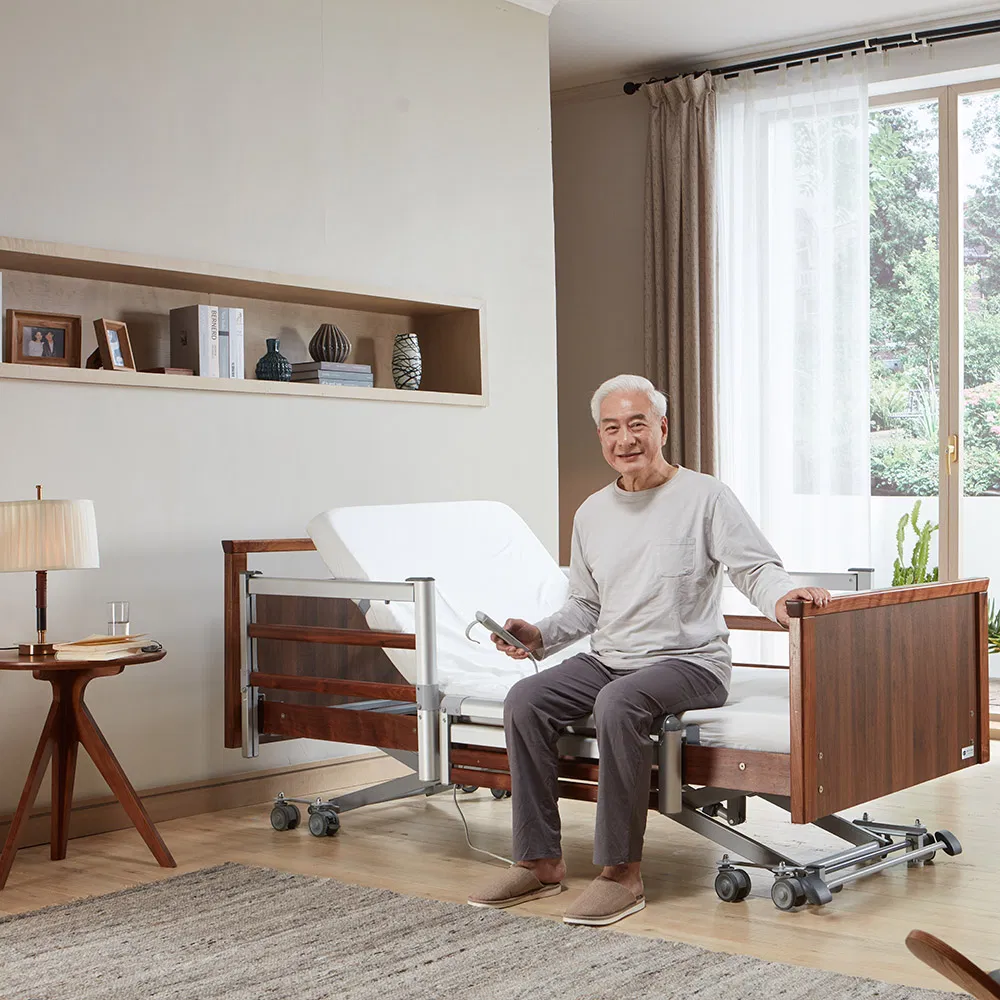 Home Care Adjustable Wooden Hospital Bed Smart Electric Solution