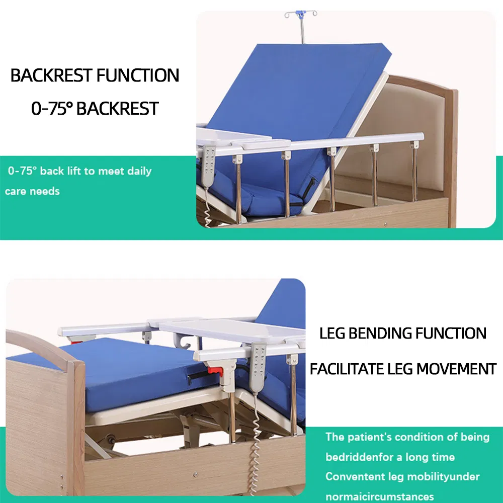 New Wooden Double Shake Medical Adjustable Beds Nursing Home Beds Elderly Hospital Home Care Nursing Medical Bed