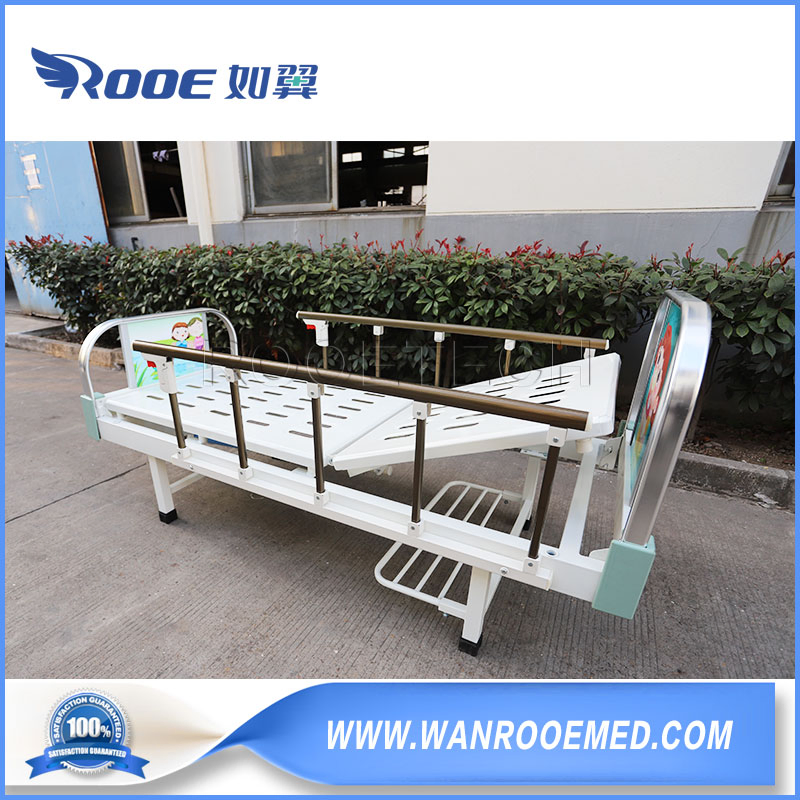 Bam100c Hospital Furniture Single Crank Pediatric Hospital Patient Bed with Utility Shoe Rack