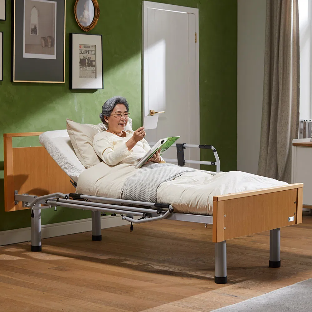 Premium Adjustable Wooden Electric Bed for Home Care Comfort