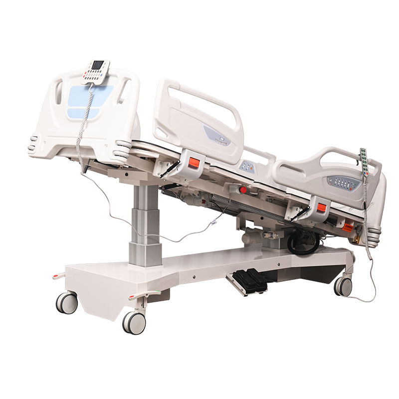 Durable [Ki-C01] Electric Seven Functions High-End Adjustable Hospital Bed on Wheels for ICU, Nursing Homes, Clinics and Hospital Patient Care
