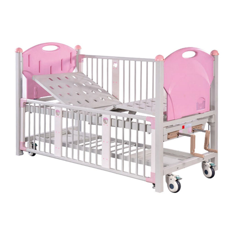 China Manufacturer High Quality Kids Youth Manual Two Function Beds Metal Clinic Medical Kids Children Pediatric Hospital Bed