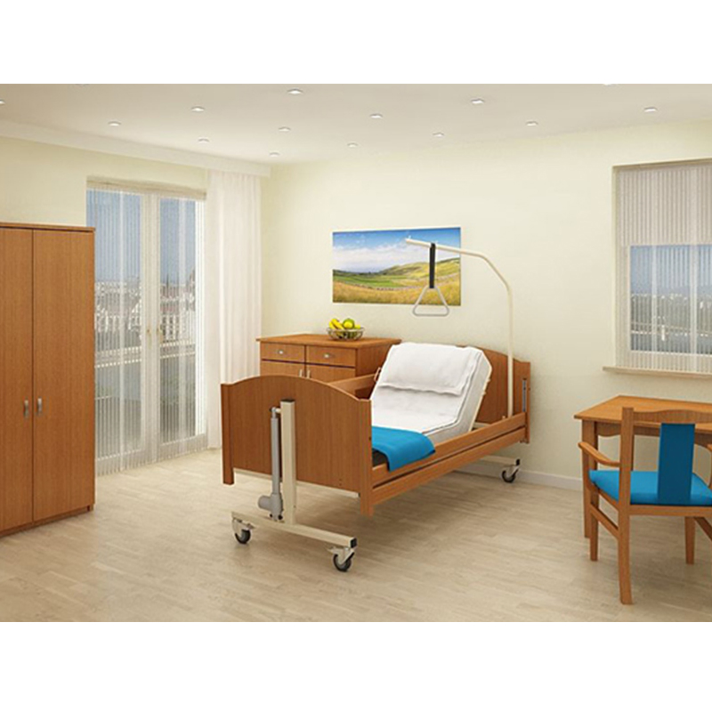 Manufacturer Private Clinic Health Medical Care Furniture Single Wooden Adjustable Movable Bed Nursing Home Room Furniture Health-Care Beds