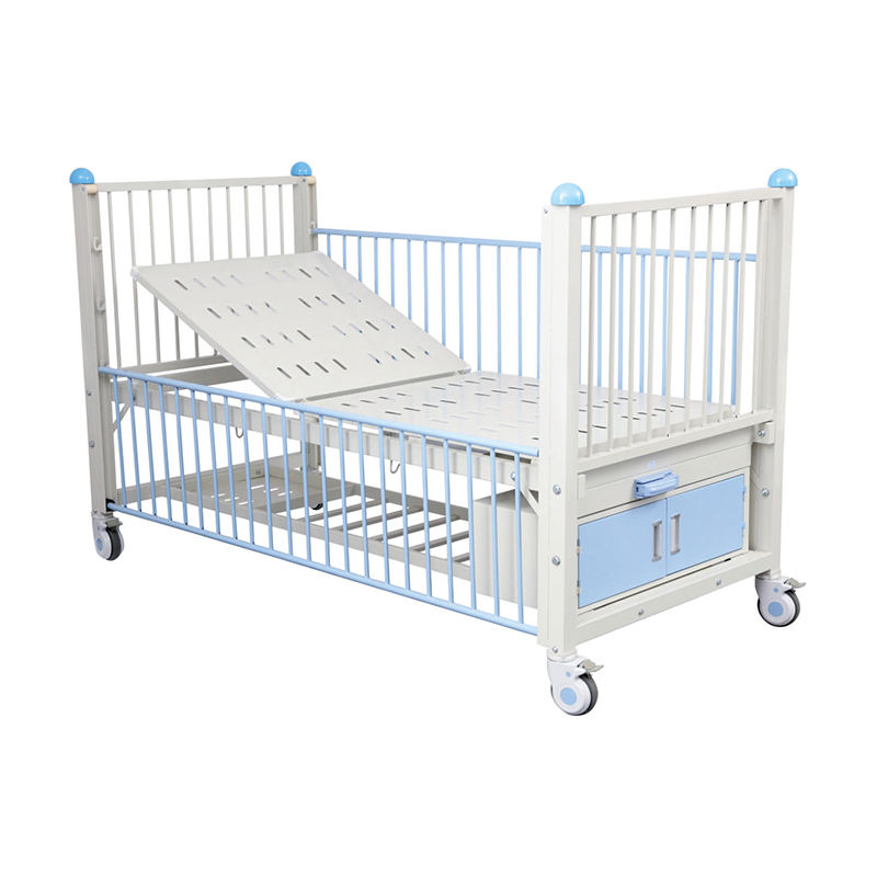 China Manufacturer High Quality Kids Youth Manual Two Function Beds Metal Clinic Medical Kids Children Pediatric Hospital Bed