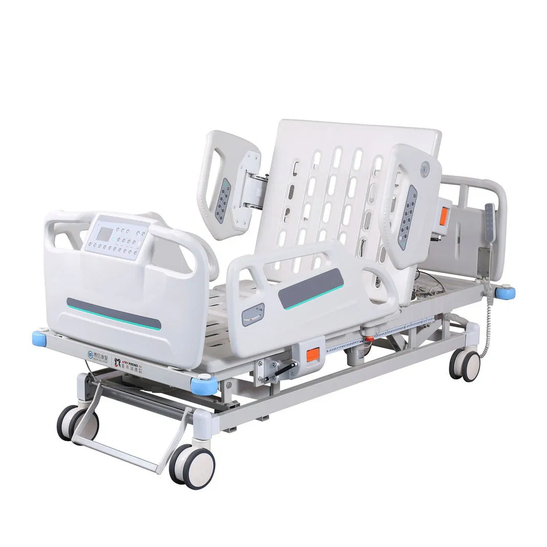 Rotational Multifunction ICU Hydraulic Folding Electric Hospital Bed 5 Functions Hospital Bed with Toilet for Elder