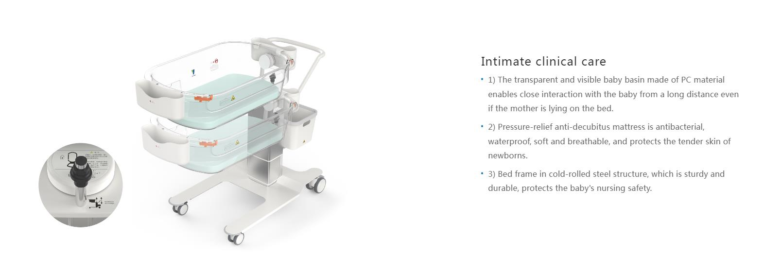 DAVID YC-200A Infant Hospital Crib Metal Babies Clinic Medical Bed Kids Children Pediatric Bed with Casters
