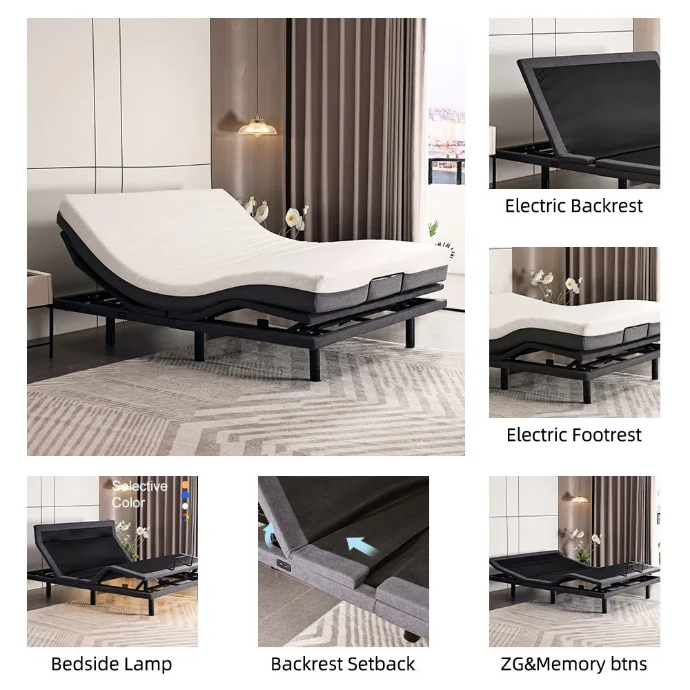 Adjustable Bed Frame Electric Adjustable Bed Remote Control King Size Smart Adjustable Bed Base