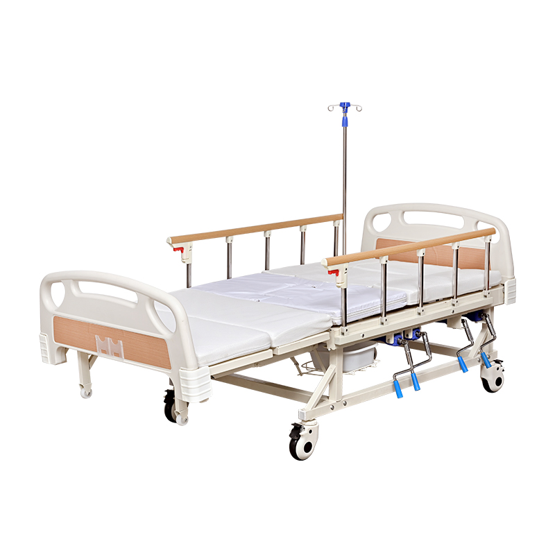 Space Saving Manual Folding Nursing Bed for Home Care with Transport Wheels