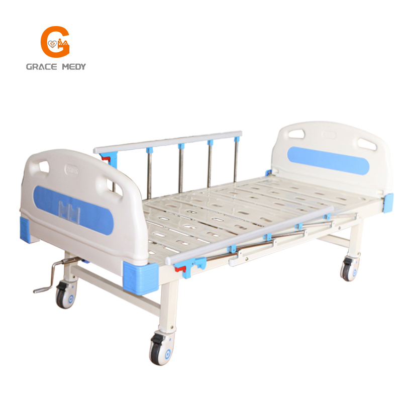 Hospital Medical Surgical One Function Adjustable Manual ICU Patient Nursing Care Bed