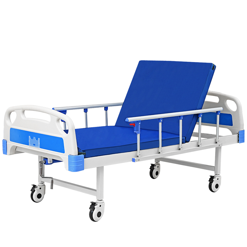 Single-Crank Manual Nursing Bed for Home and Clinic Use, Medical Bed